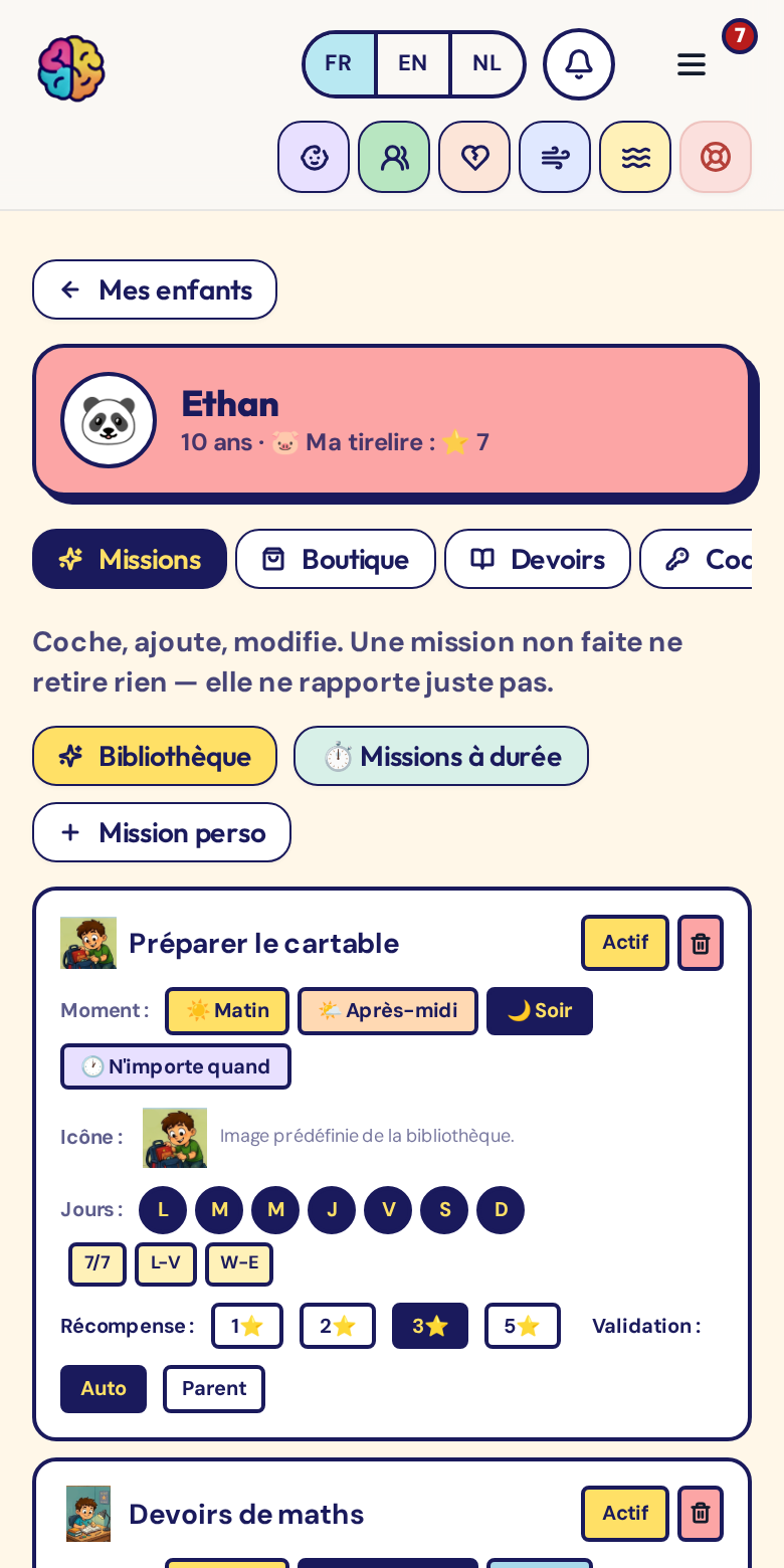 Missions & étoiles